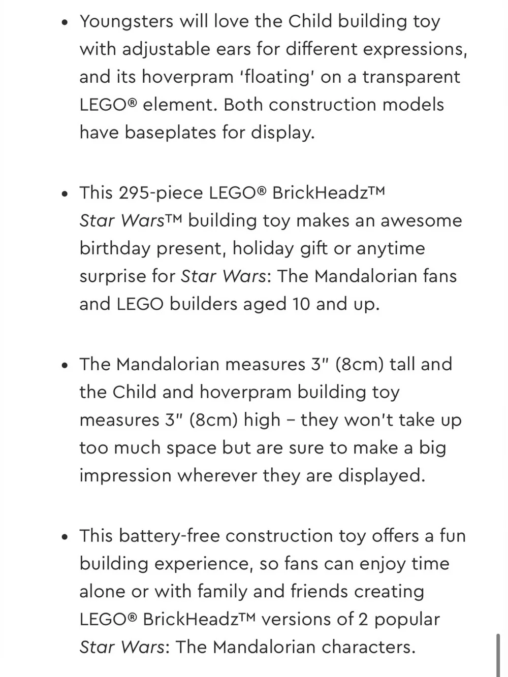 LEGO Mandalorian and The Child Brick Headz Figures